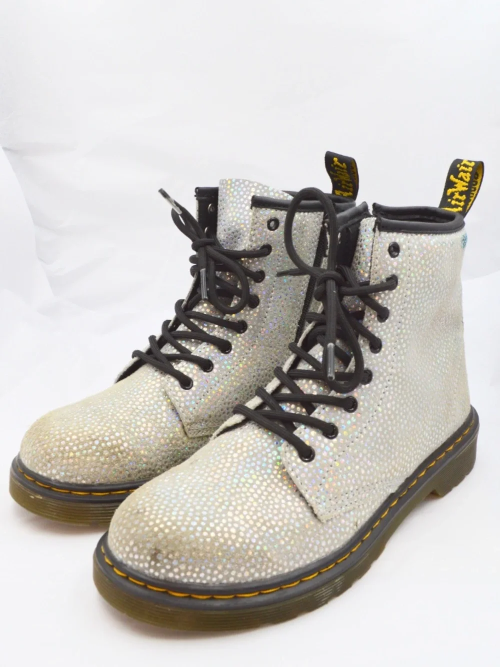 Dr. Martens 1460 Metallic Suede Docs Boots Silver Shimmer Women’s Size 5 - Picture 9 of 10